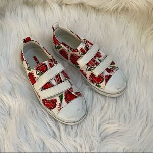 Prada white & red  heart print canvas sneakers US 13 EUR 30